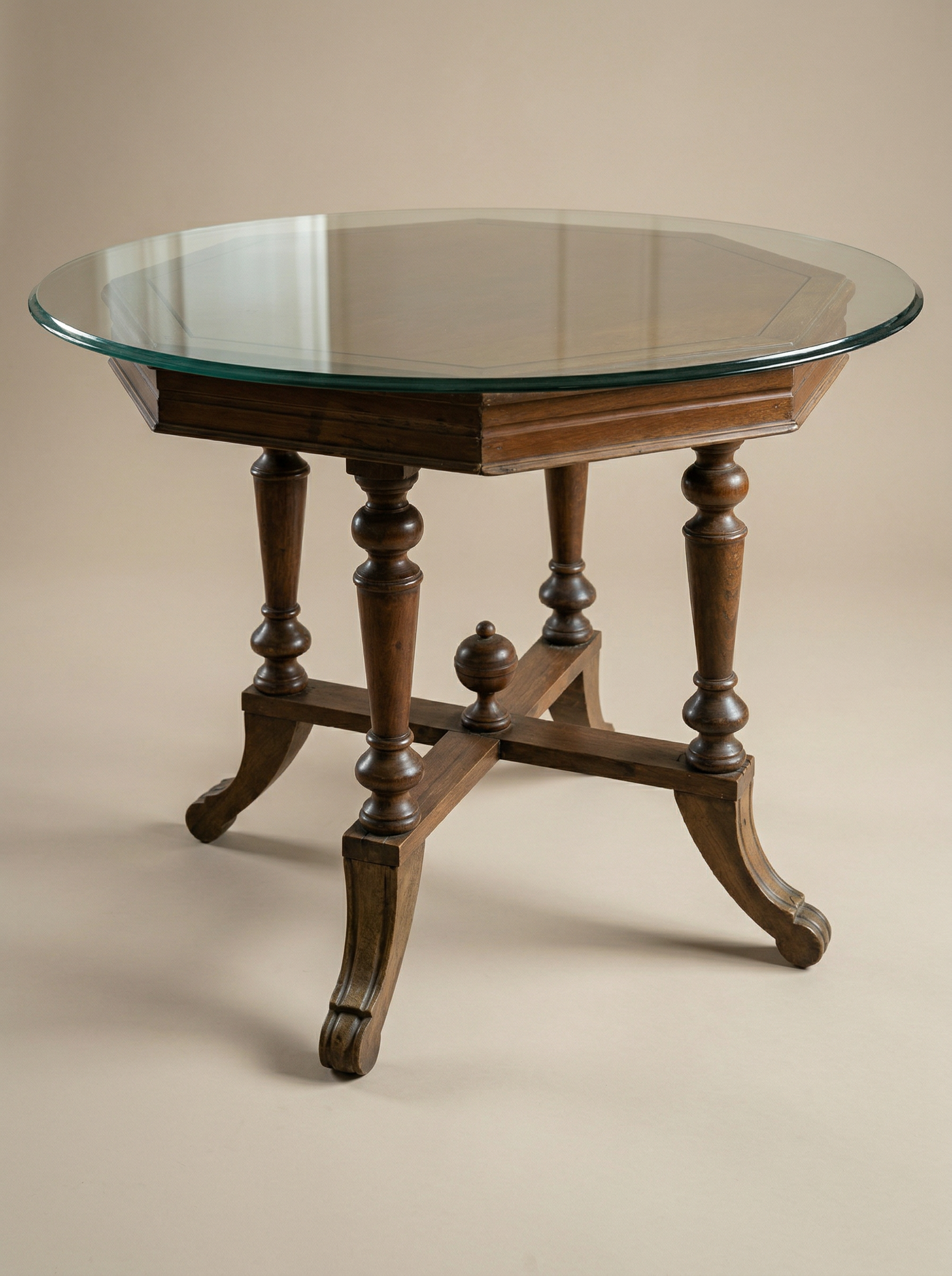 OCTAGONAL GLASS-TOP OCCASIONAL TABLE
