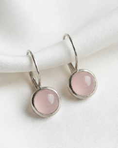 Rose Quartz Silver Earrings