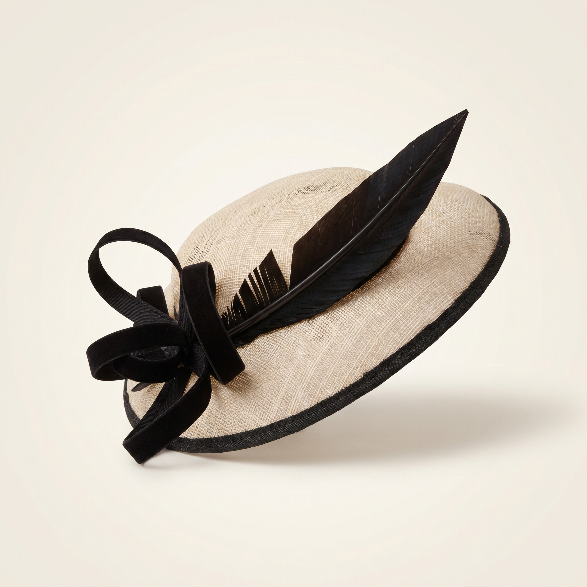 Ivory & Black Feather Fascinator Hat