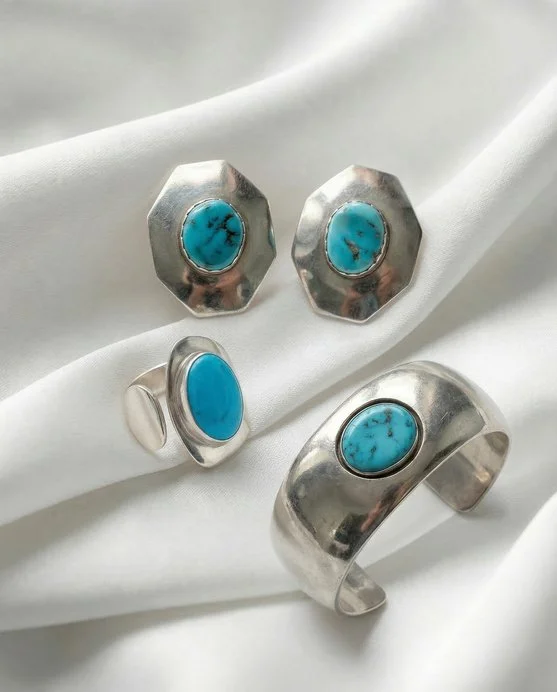 Contemporary Turquoise SILVER SET