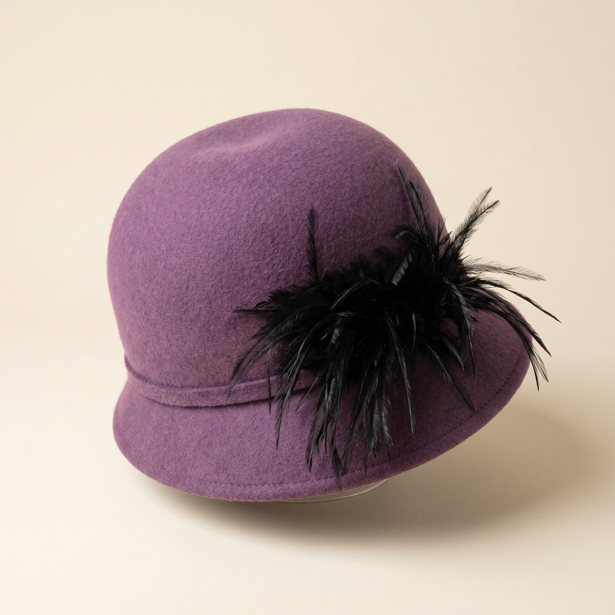 Purple Felt Cloche Hat