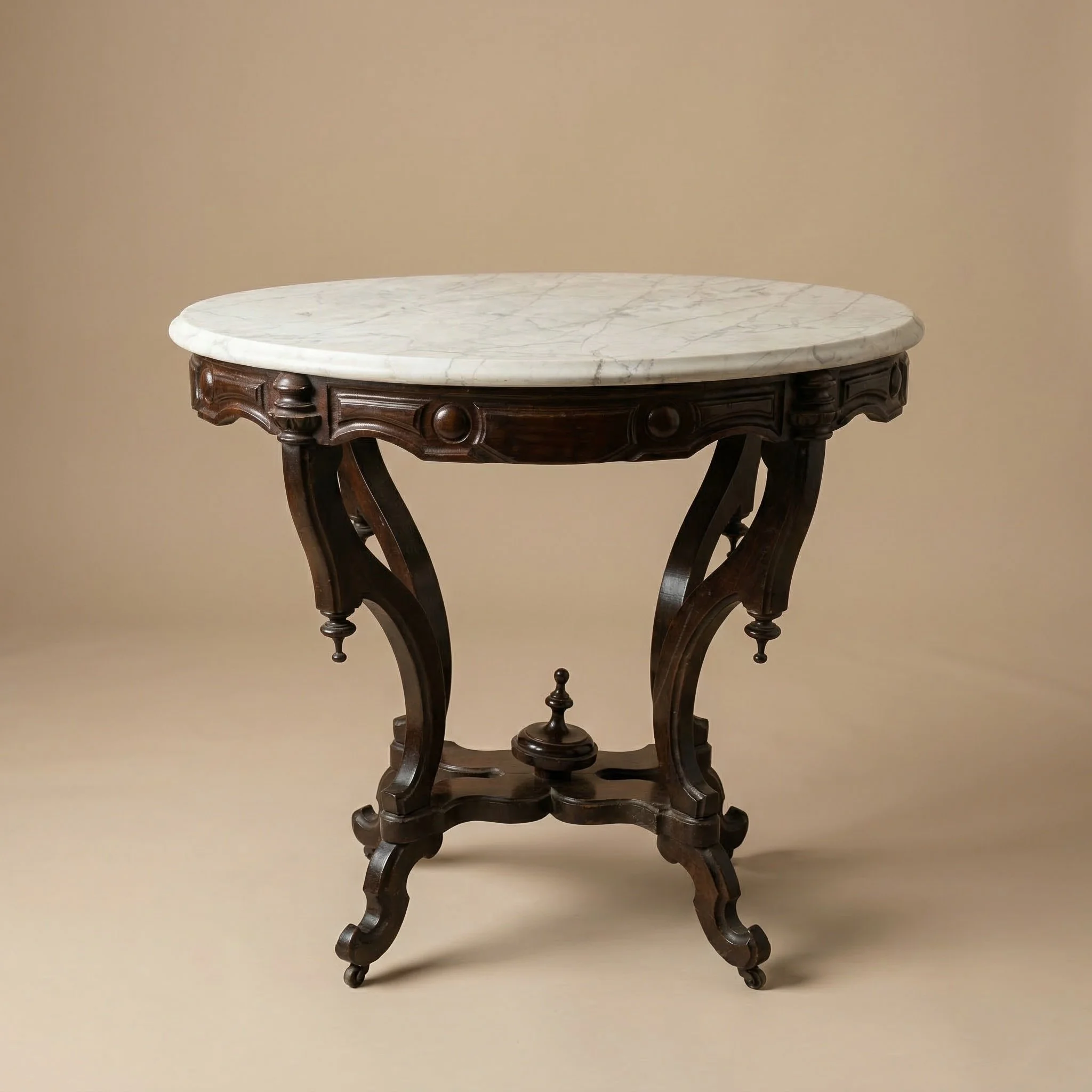 ROUND MARBLE-TOP TABLE