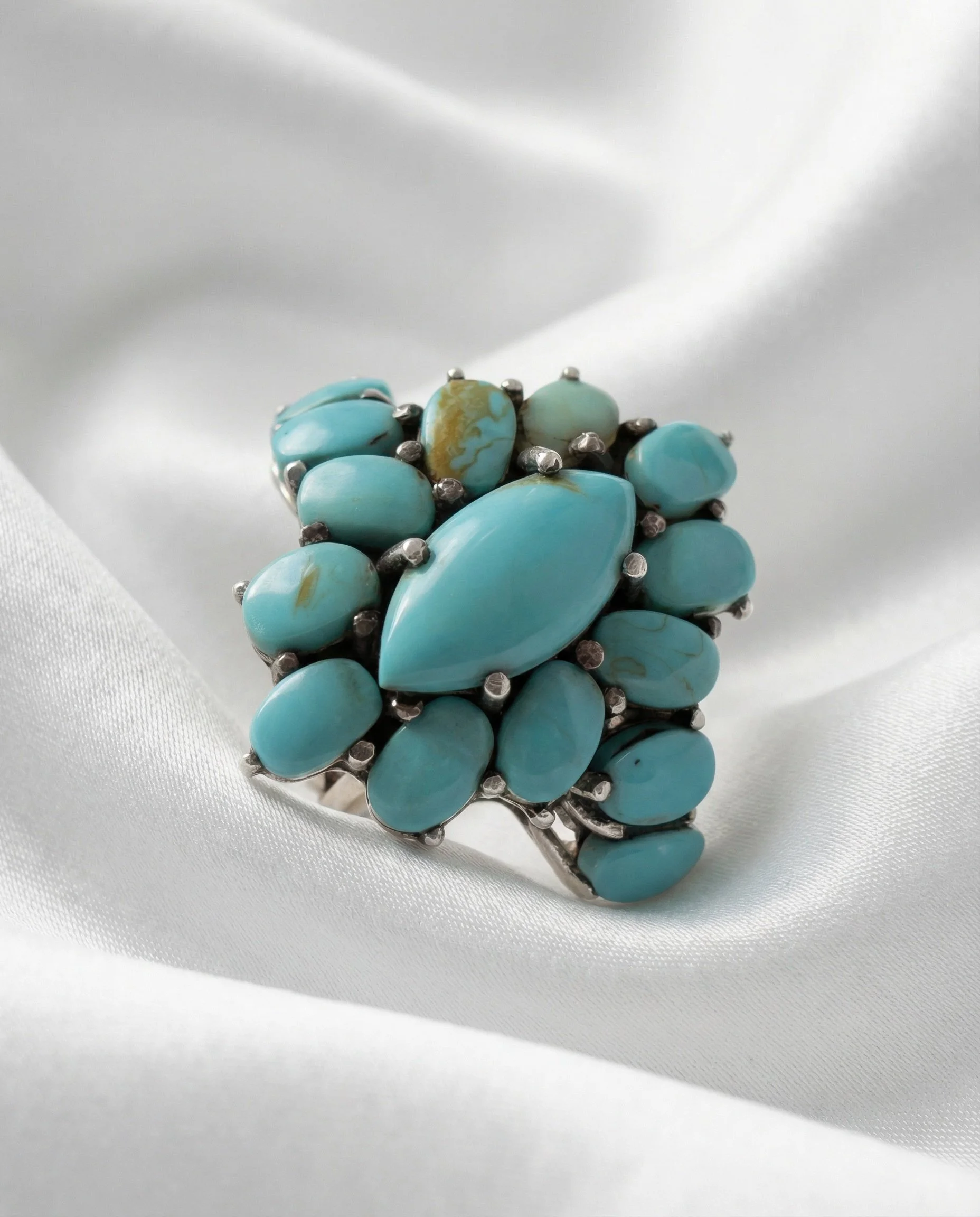 Turquoise Flower-Cluster Ring