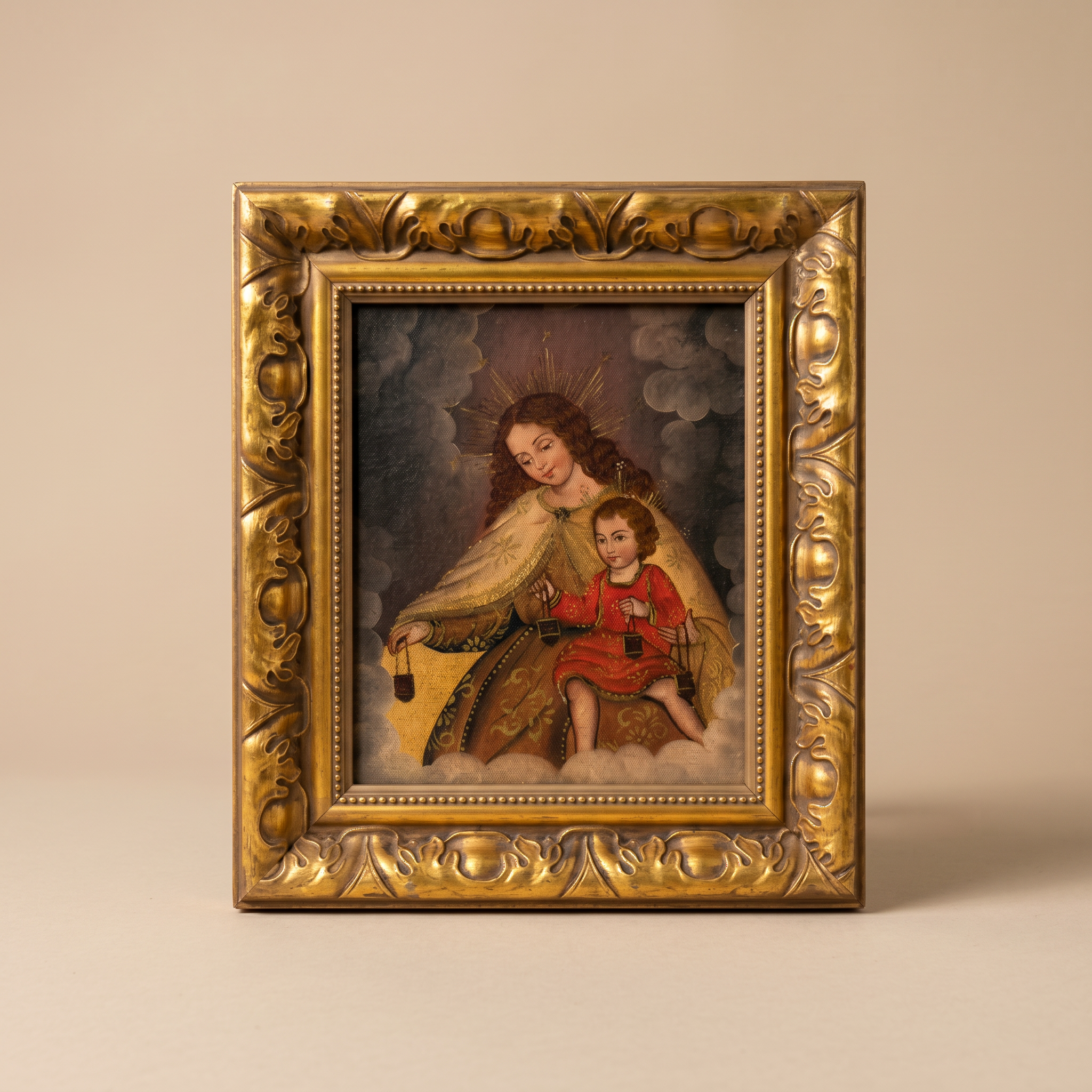 Nuestra Señora del Carmen - Antique Spanish Colonial Style Oil Painting