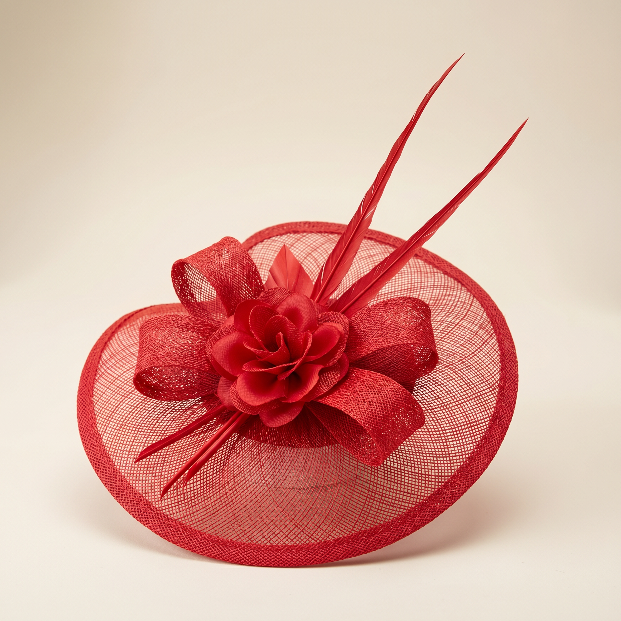 Red Sinamay Fascinator Hat