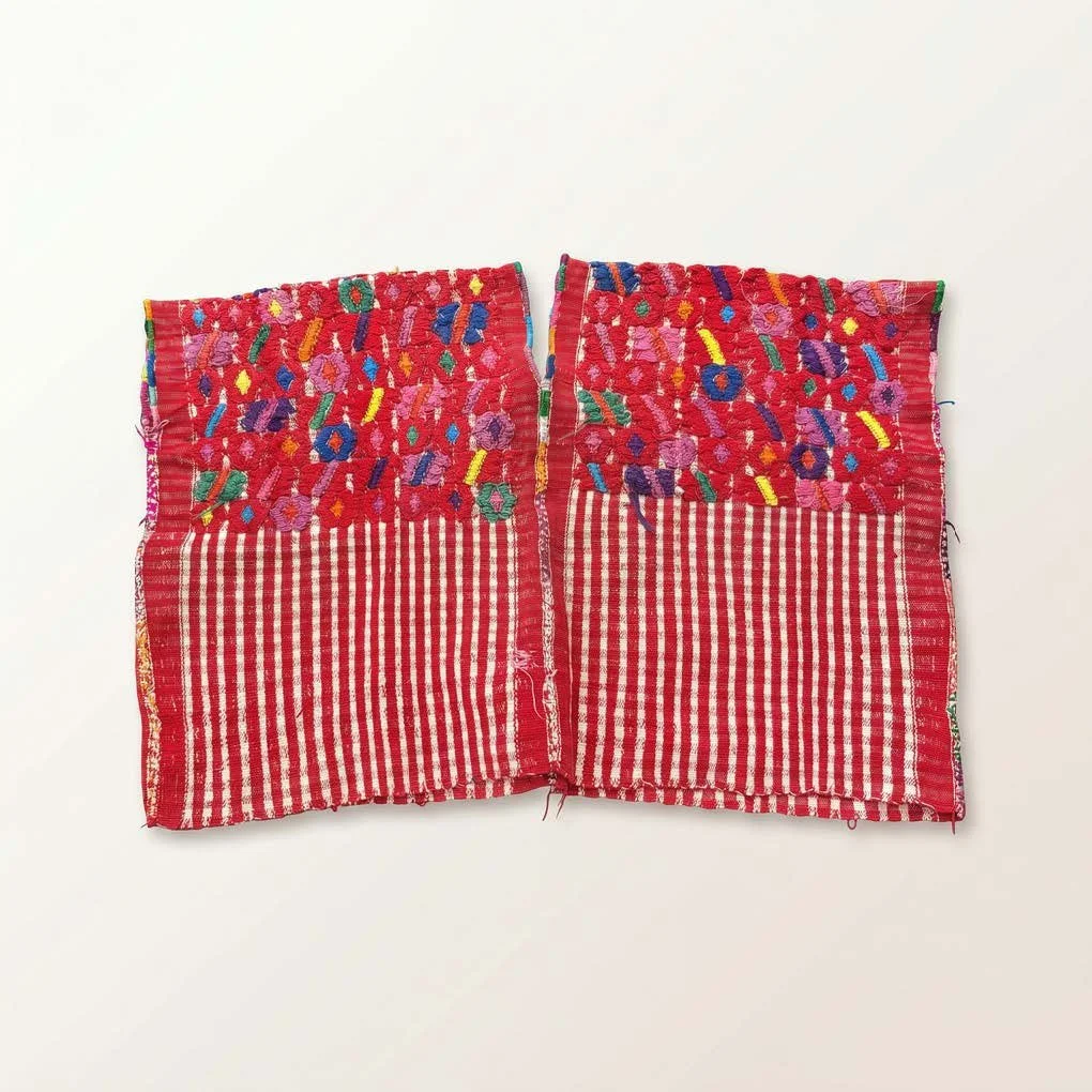 Handwoven Guatemalan Red Geometric Brocade Huipil