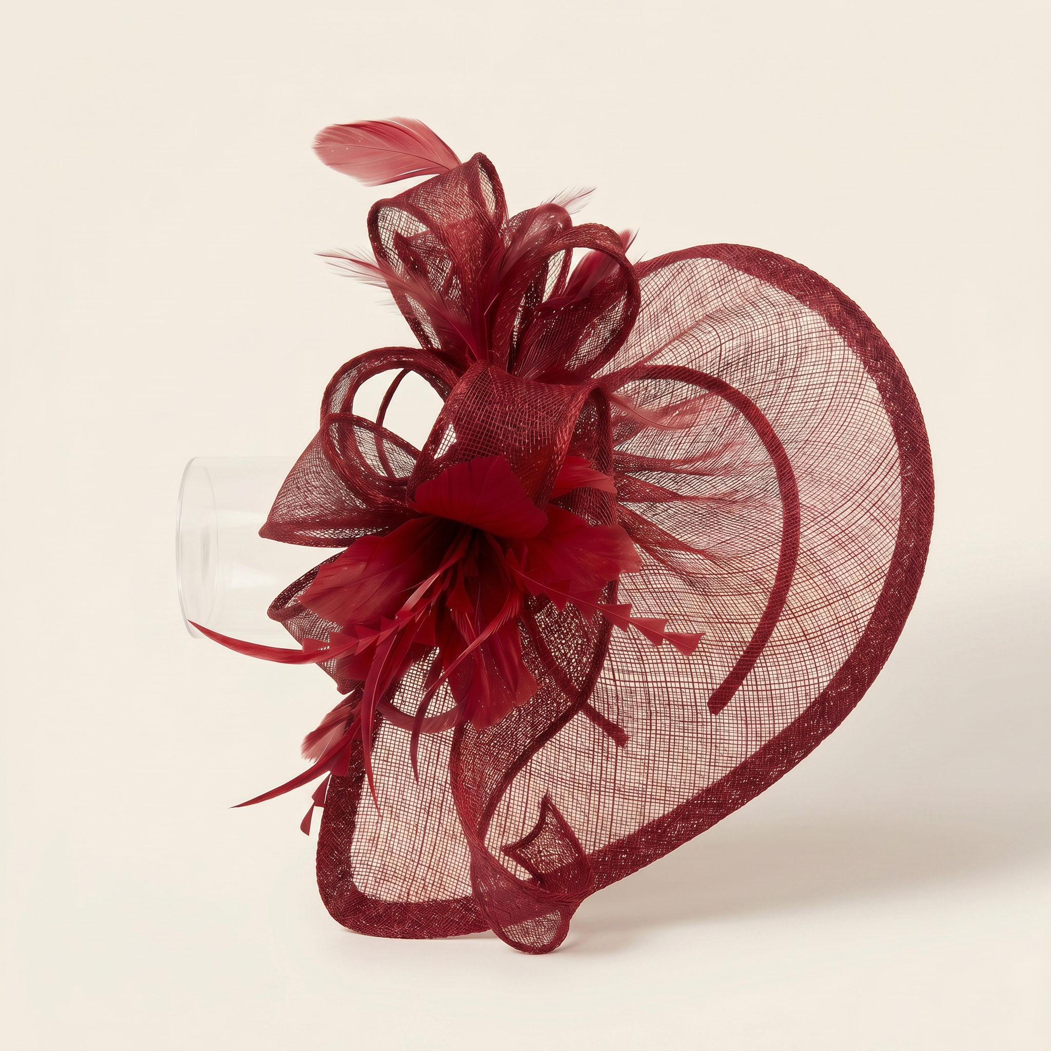 Burgundy Sinamay Fascinator Hat