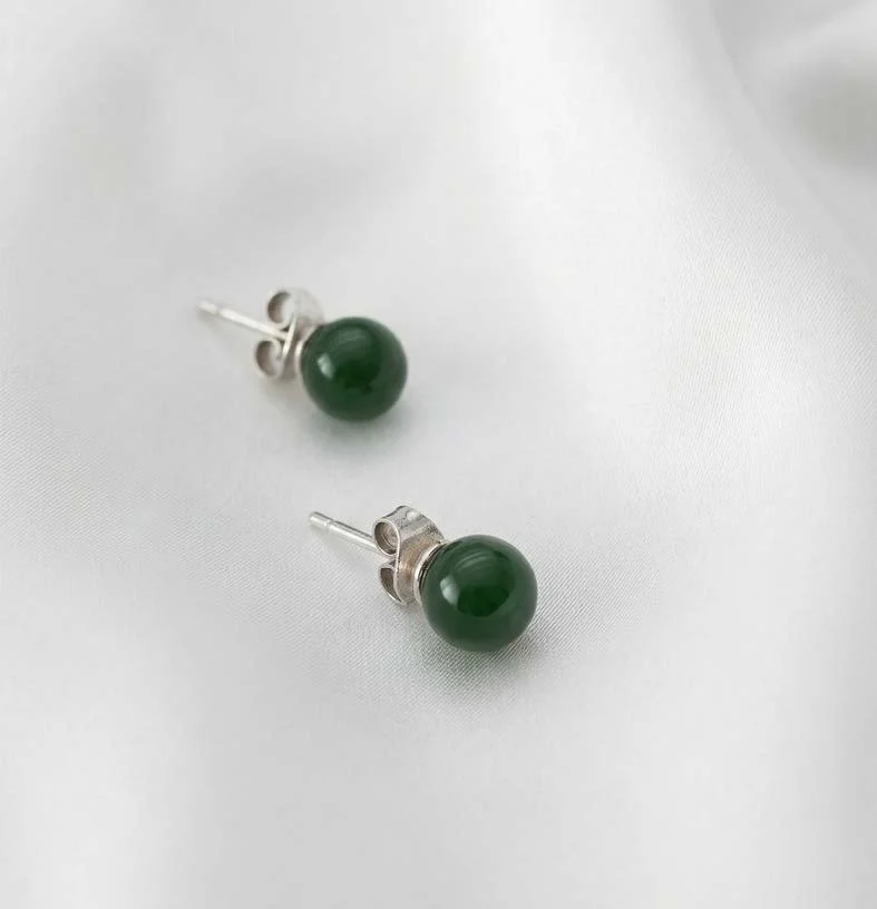 Sterling silver Mini Jade Stud Earrings