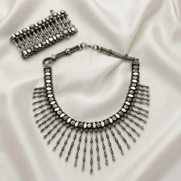 Sculptural Large-Scale West African Silver Set