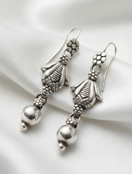 Ornamental Silver Drop Earrings