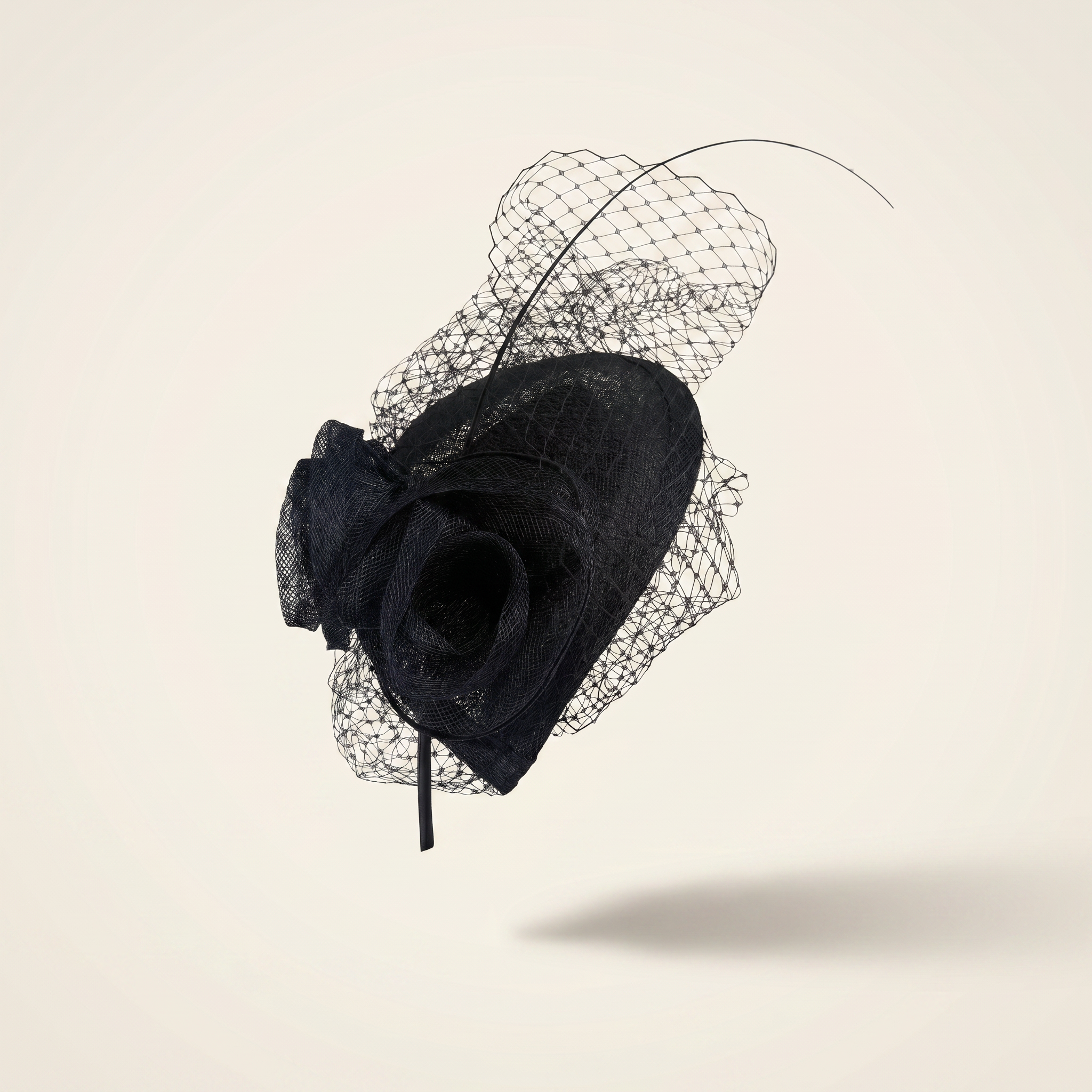 Black Veiled Clip Fascinator
