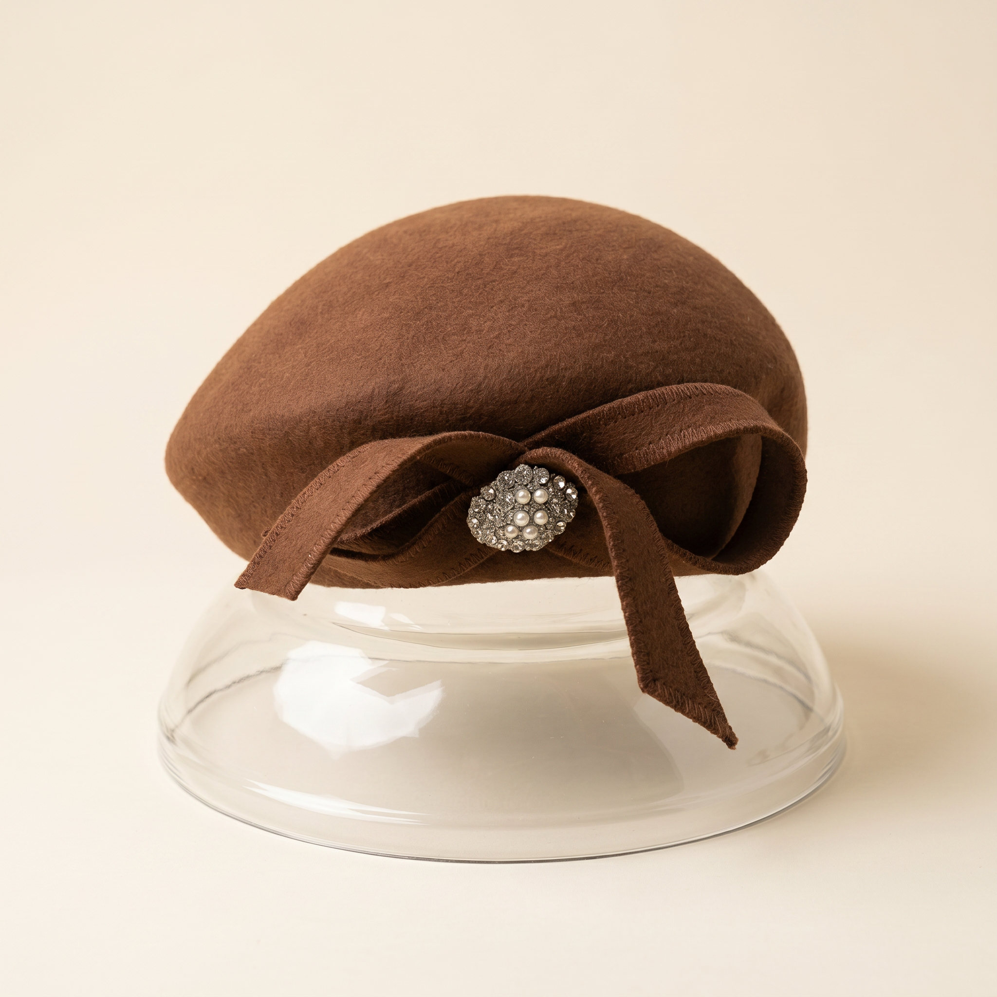 Brown Felt Pillbox Hat