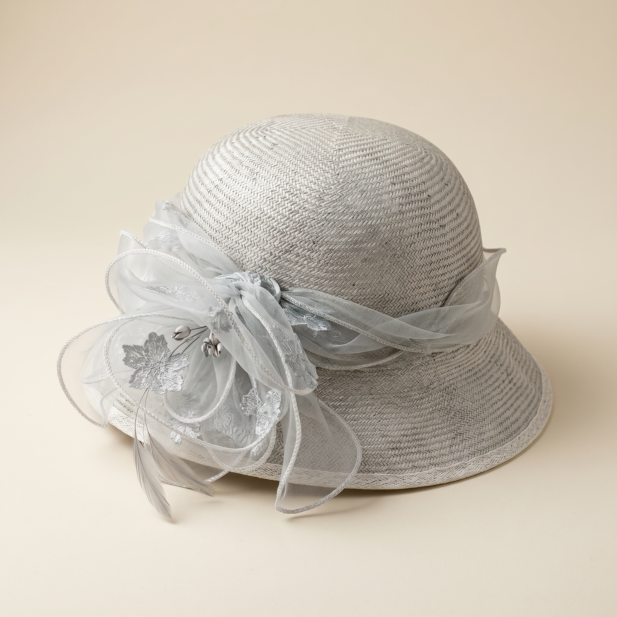 Silver Floral Trim Cloche