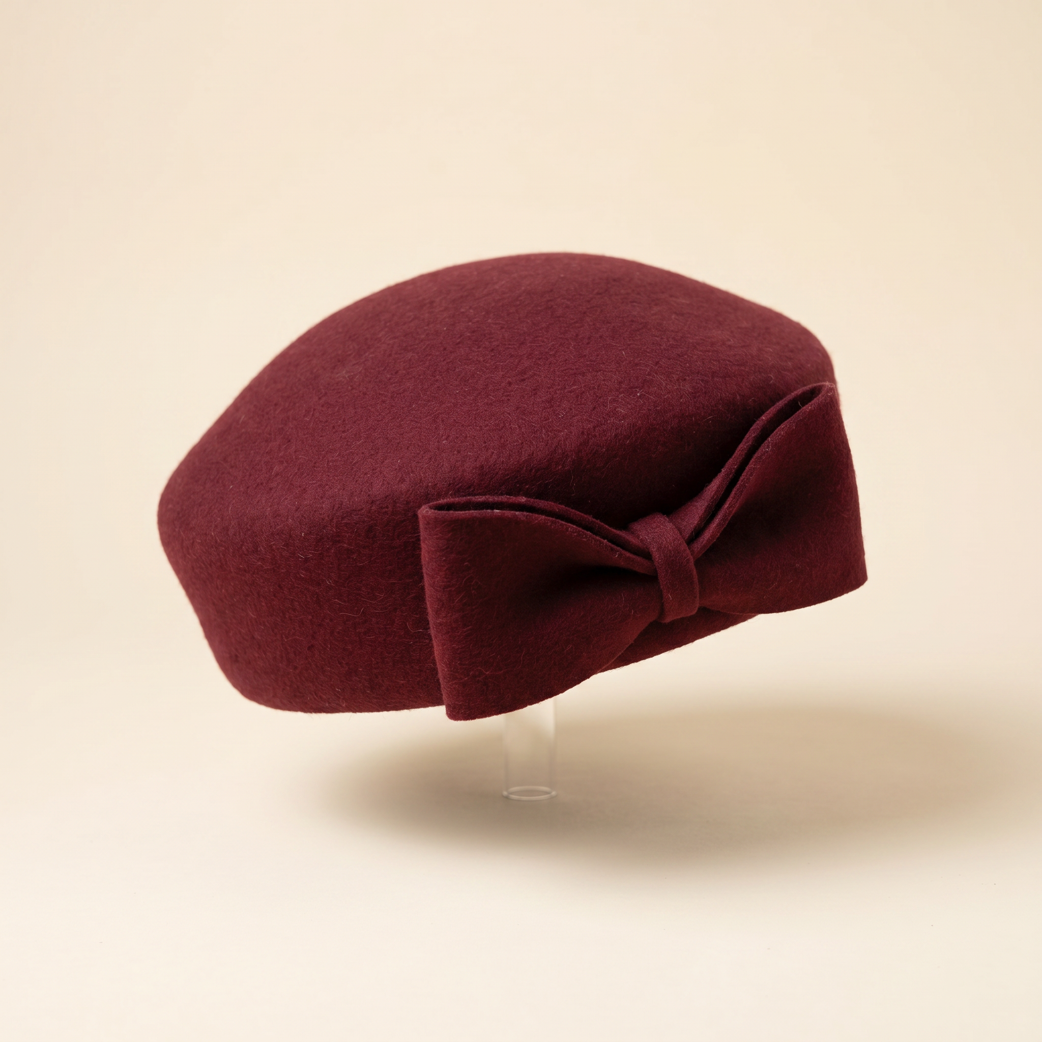 Burgundy Felt Pillbox Hat