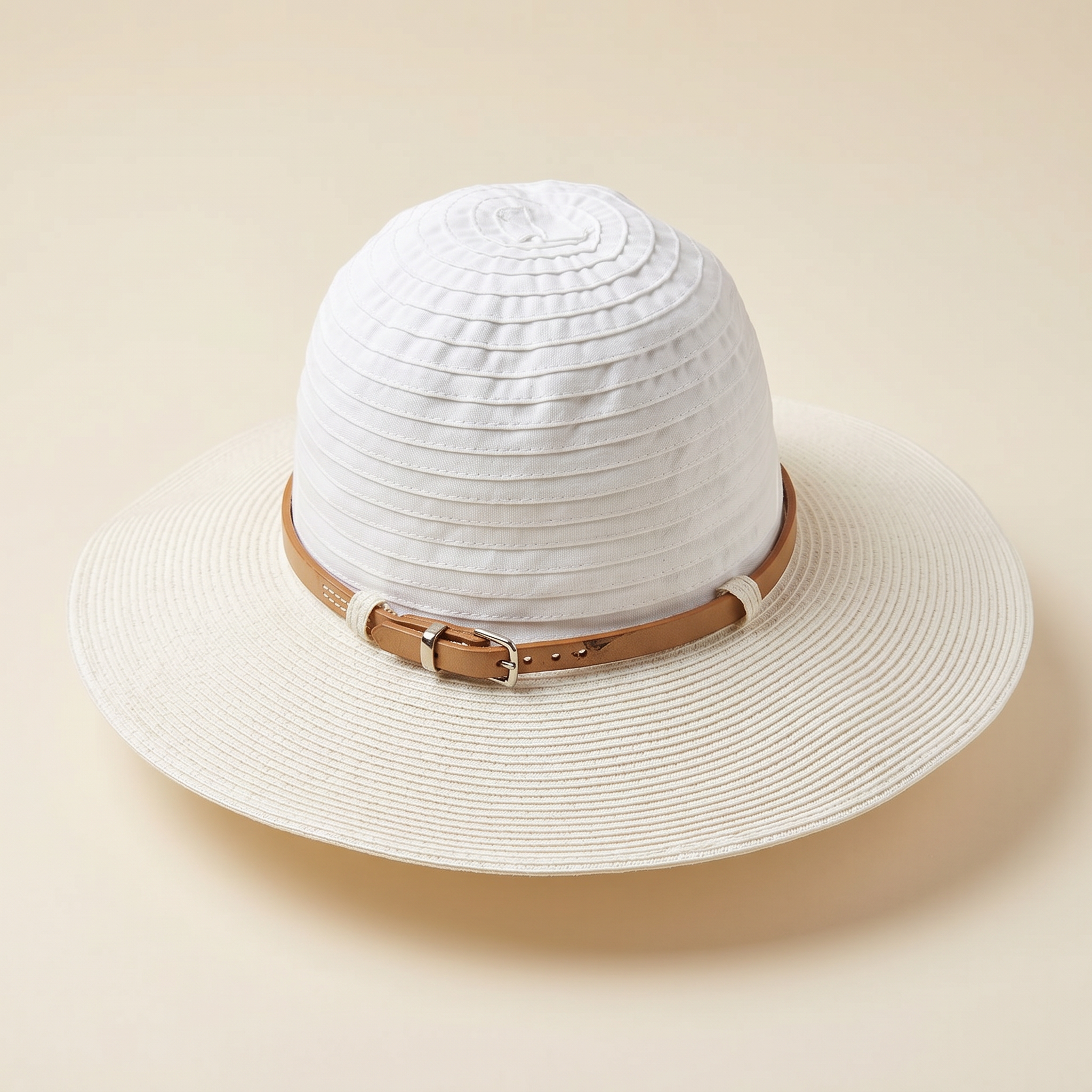 White Belted Sun Hat