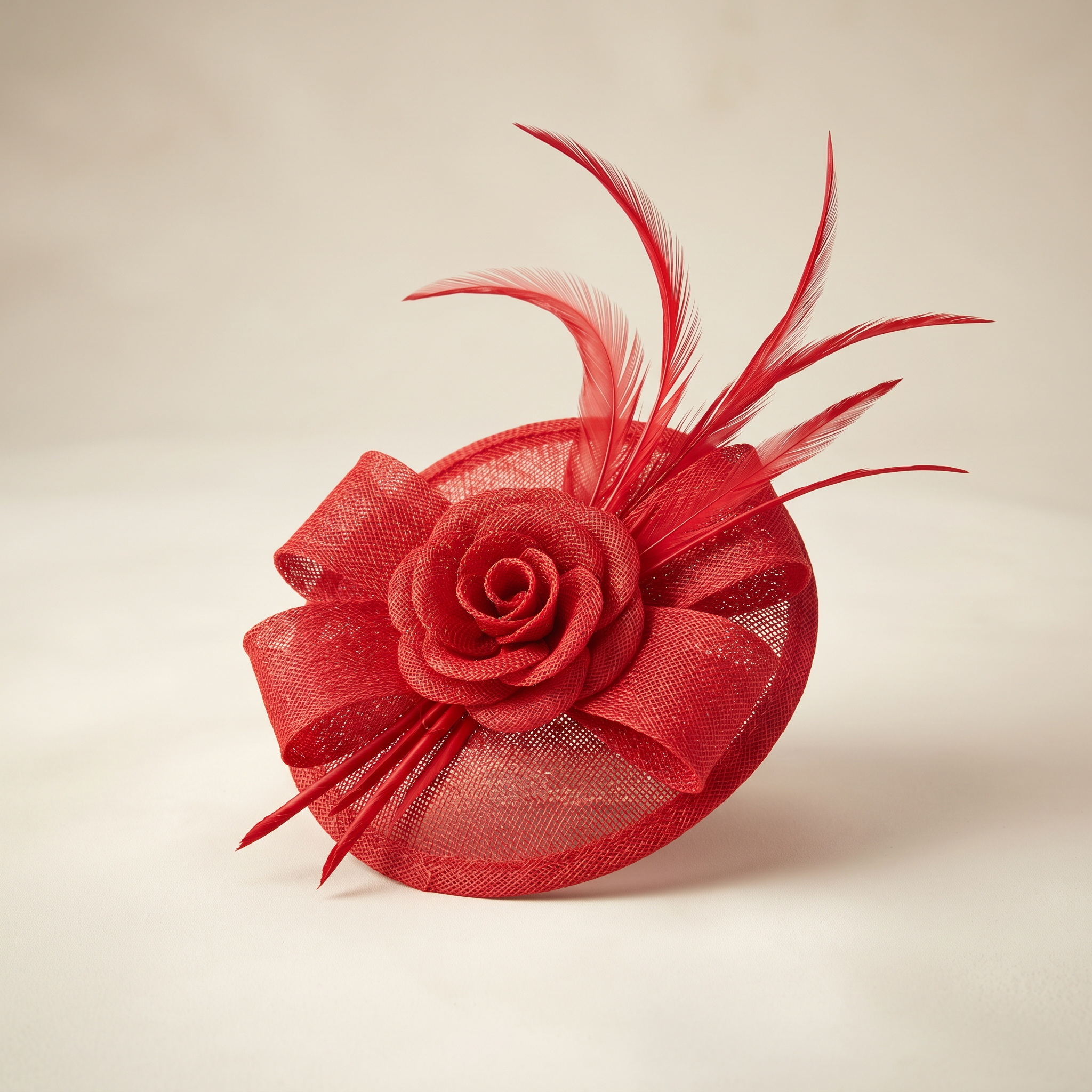 Red Floral Fascinator Hat