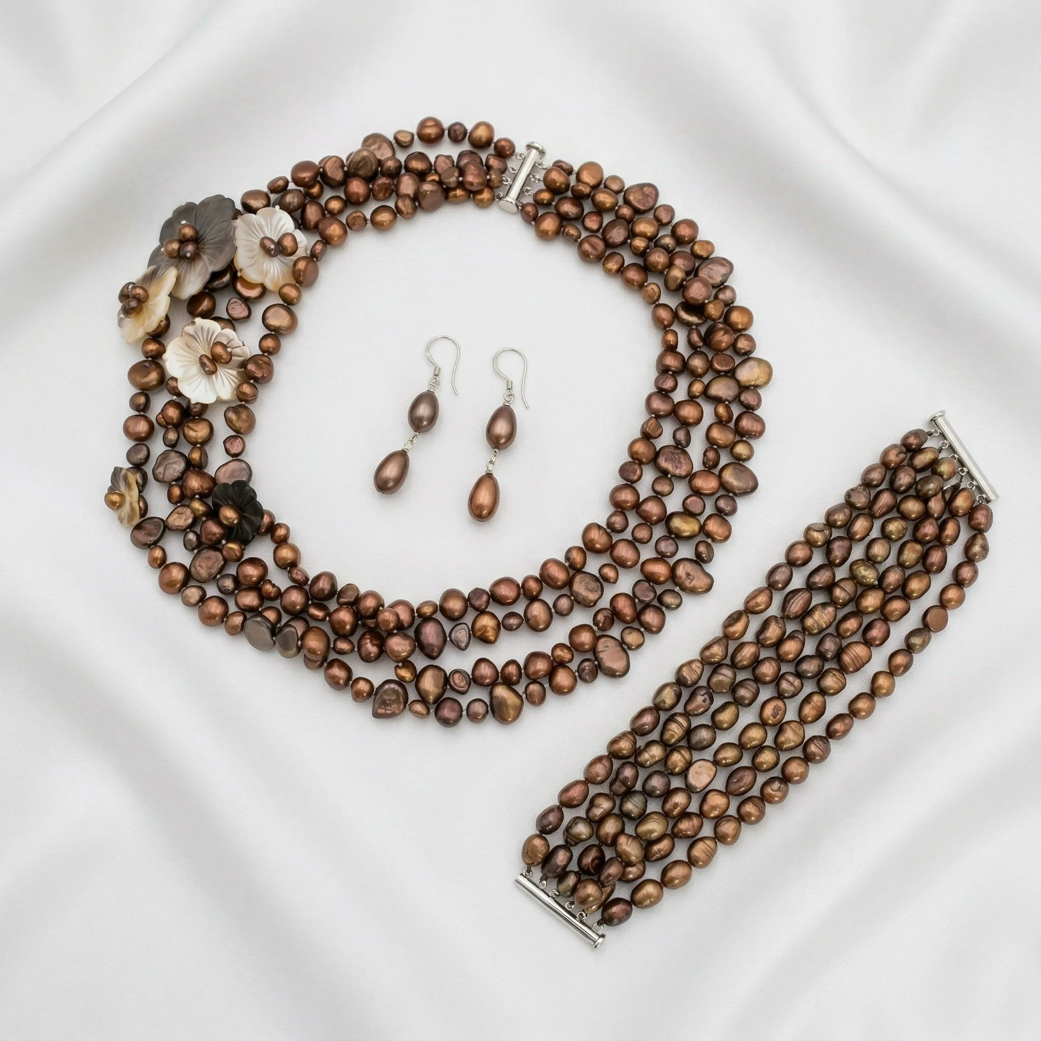 Baroque Pearl Set in Copper Tones
