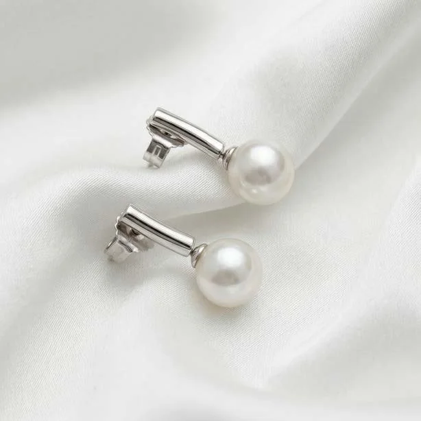 Pearl Drop Stud Earrings