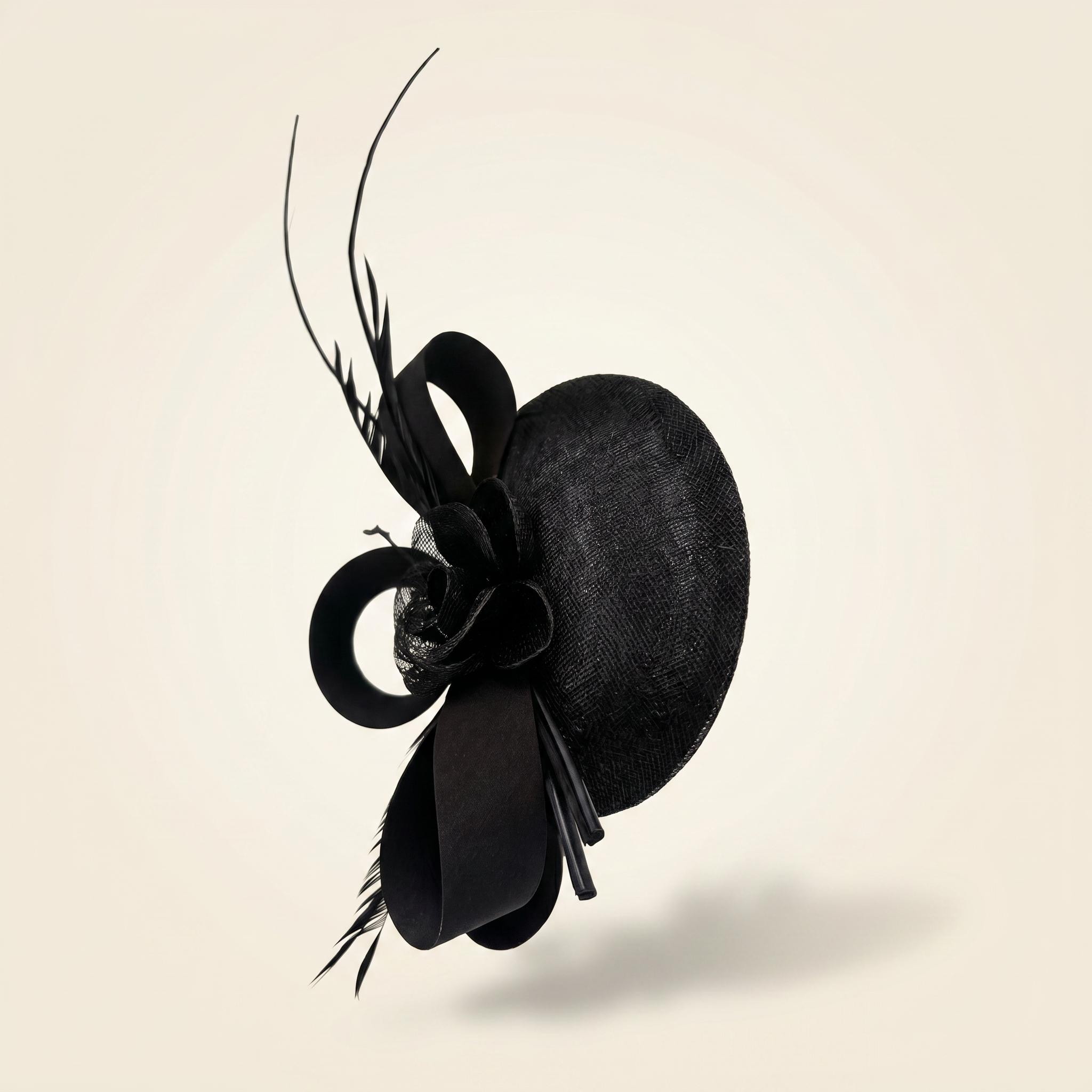 Black Sinamay Fascinator Clip