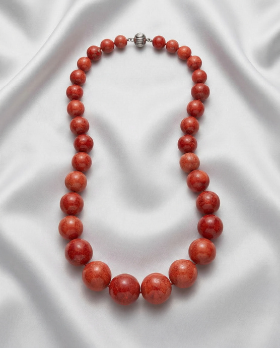 Red Bead & Silver Necklace
