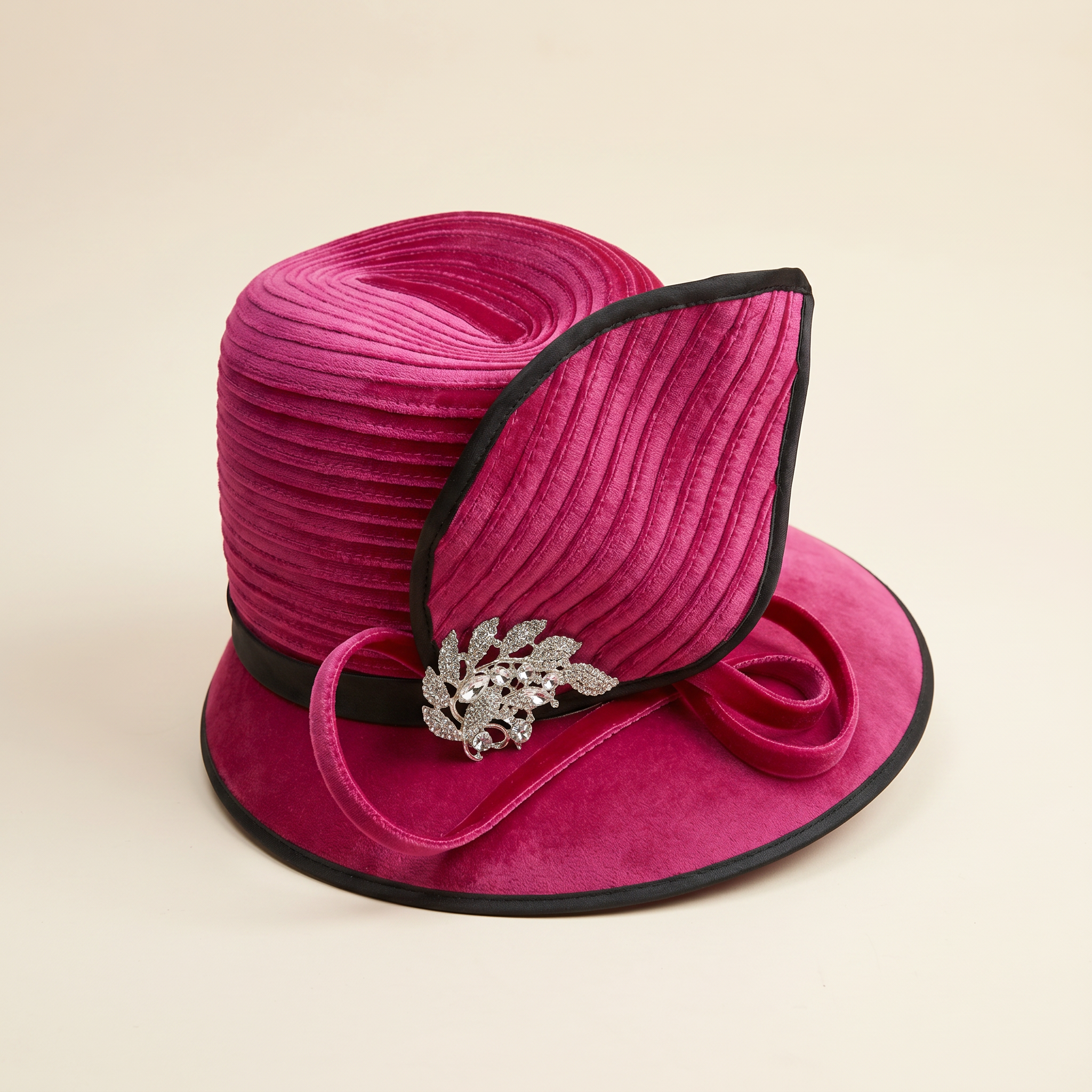 Fuchsia Velvet Top Hat