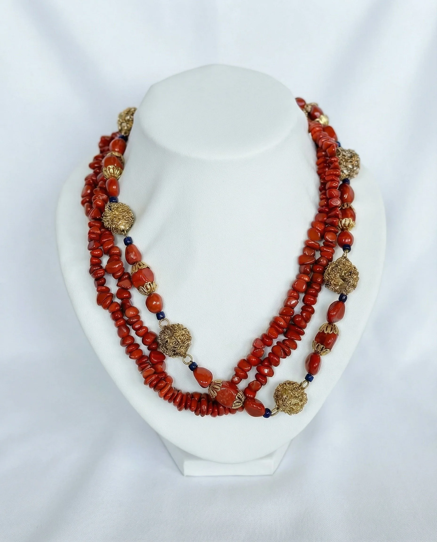 Italian Red Coral Multi- Strand Necklace