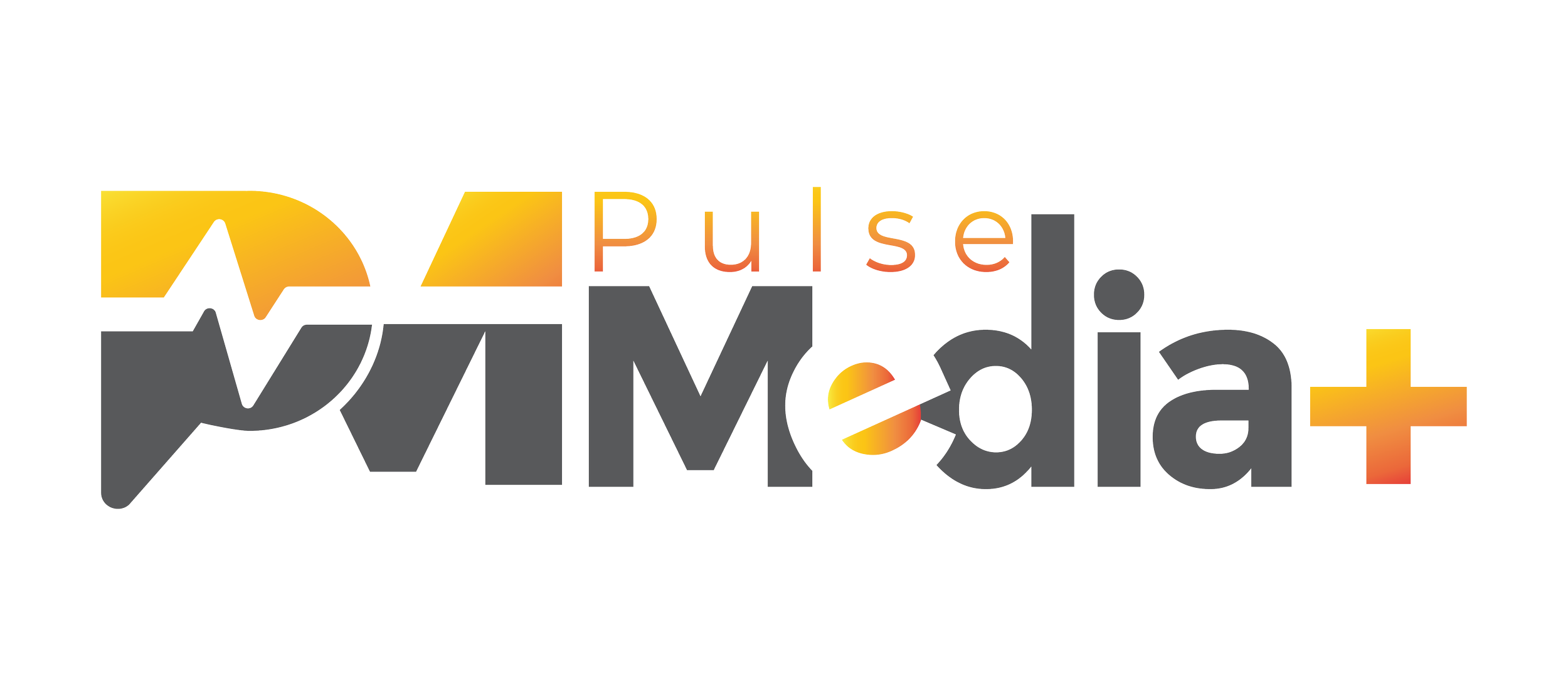 Stylized logo of Pulse Media with a black background, featuring the word 'Pulse' in orange and red, and 'Media' in large, bold gray letters, with a white heartbeat line crossing the letters.