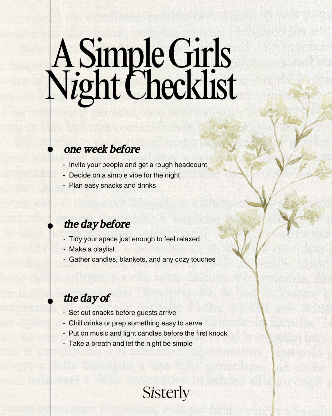 A simple girls night checklist