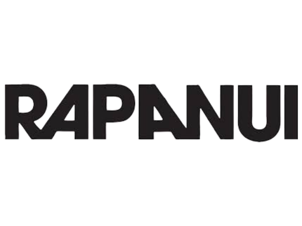 Logo with the words "RAPANUI" in bold black letters.
