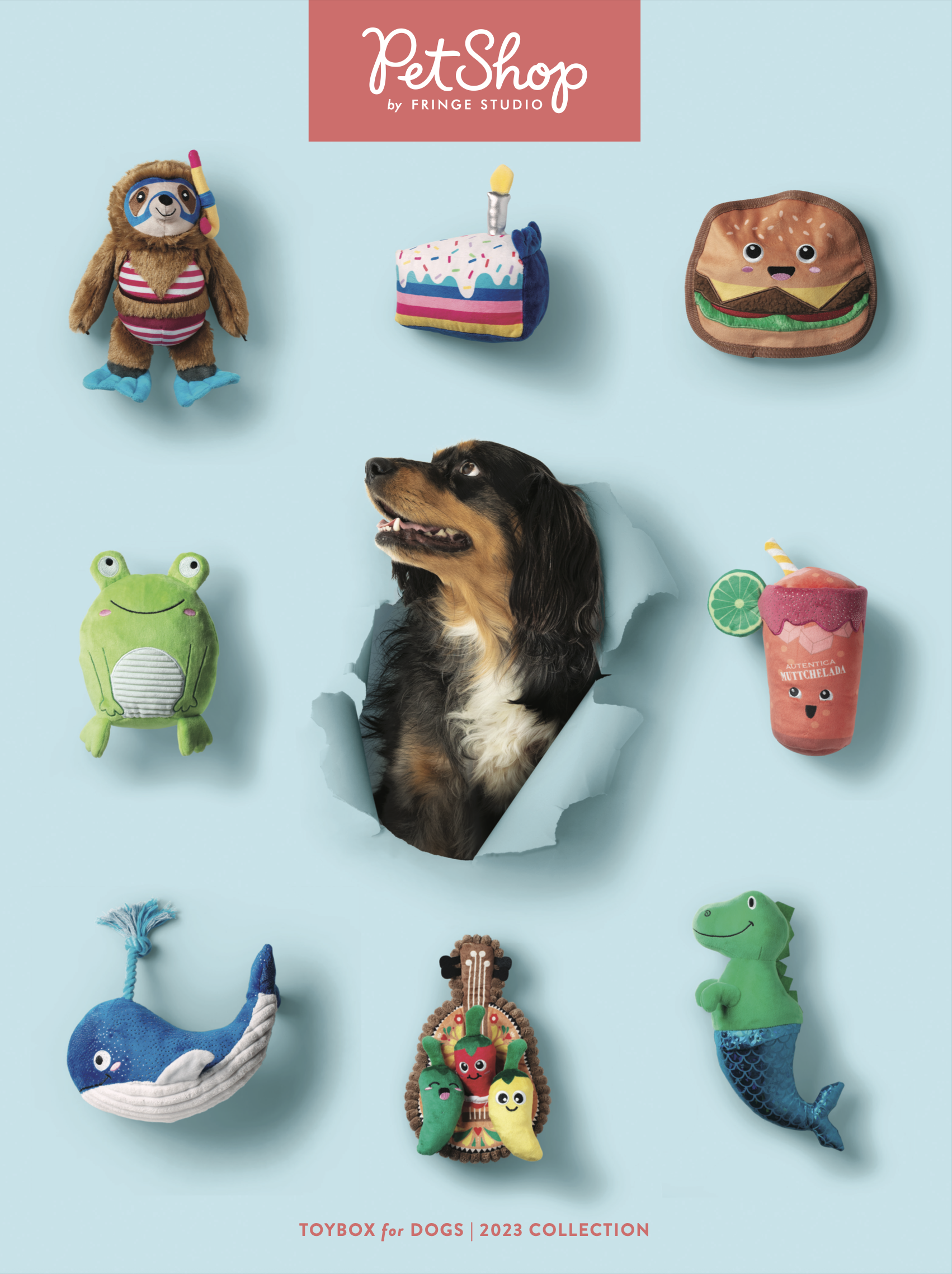 Catalog cover for fringe pet shop marketing