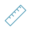 Blue ruler with measurement markings.