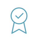 A medal icon with a checkmark