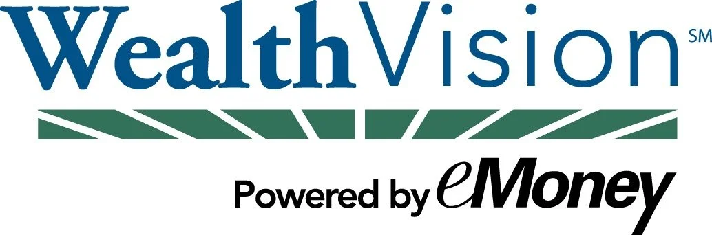 Wealth Vision logo with green diagonal lines, and text 'Powered by eMoney'.