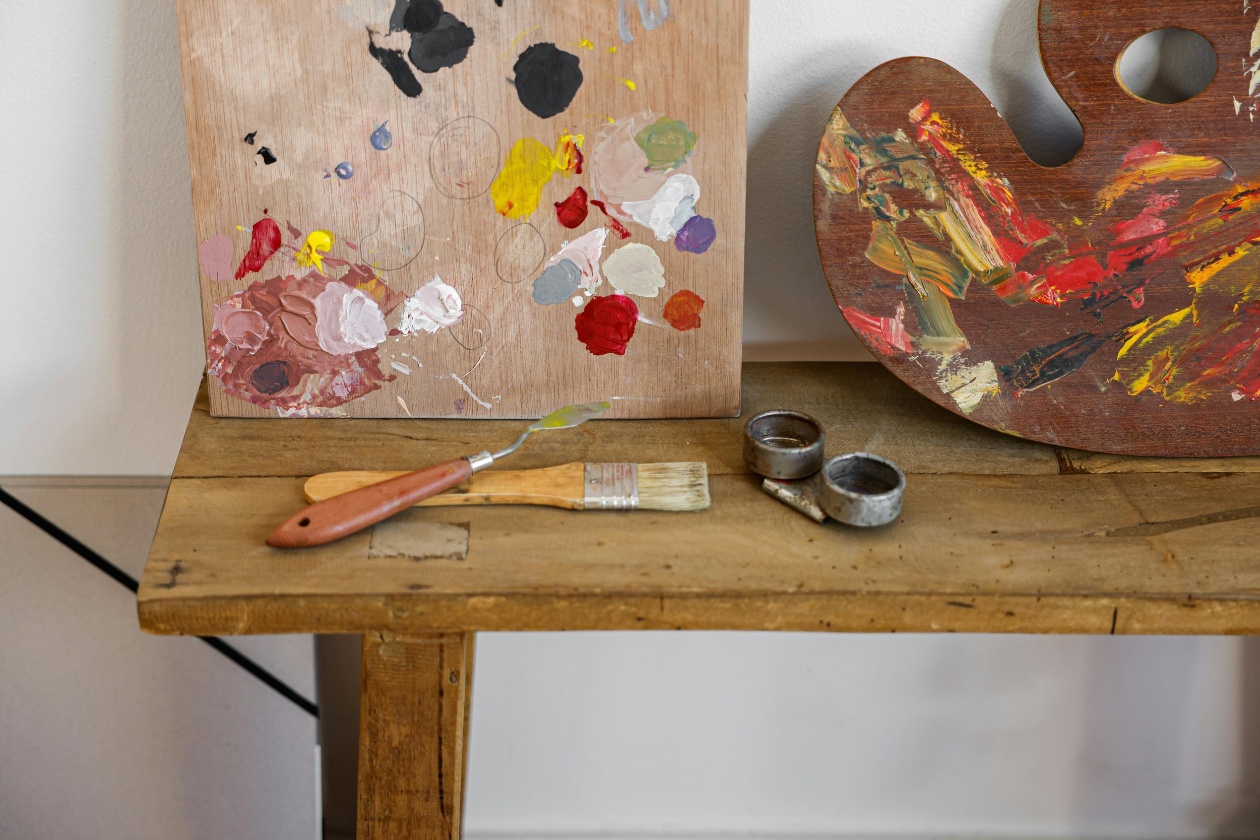 Painting easel with a painting in progress