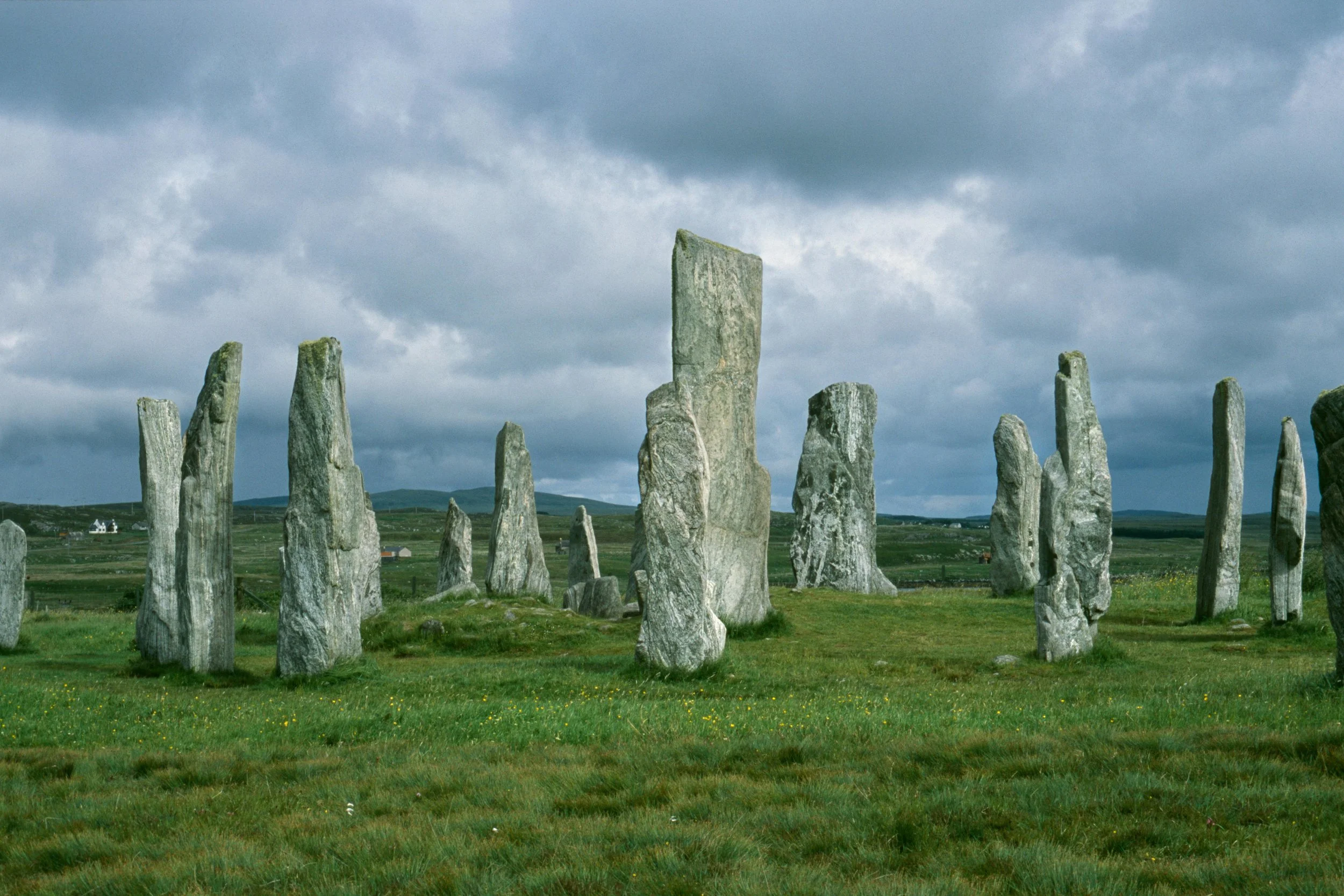 Old stone pillars in a field