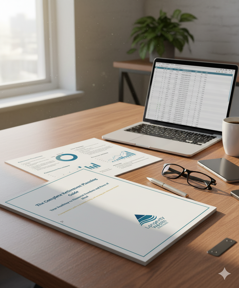 Desk with laptop displaying spreadsheets, printed reports, a pen, eyeglasses, a smartphone, a cup of coffee, and a plant in the background.