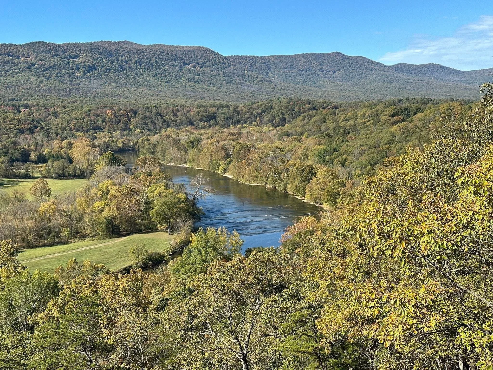 Looking down at a bend in the Shenandoah River