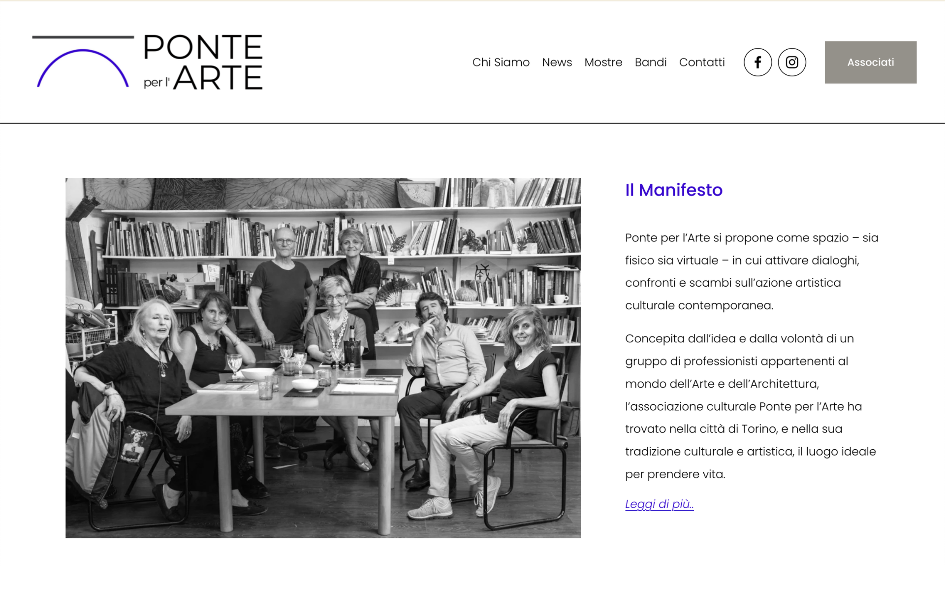 Progetto sito web Ponte per l'Arte
