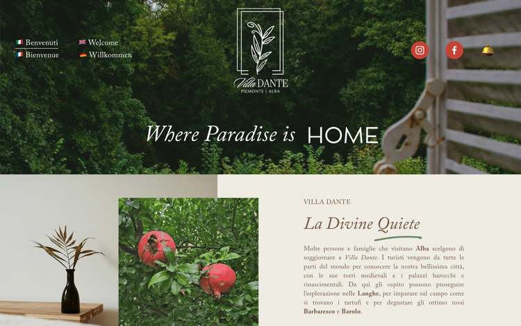 Progetto sito web Villa Dante