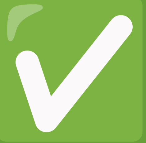 Green square with a white check mark in the center.