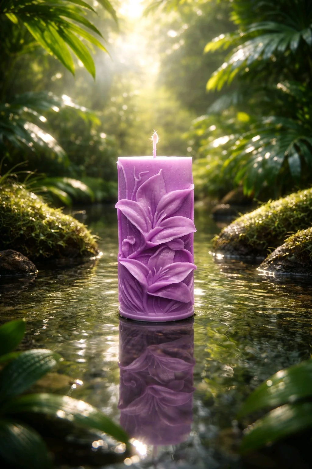 Elegant Lily-Adorned Candle