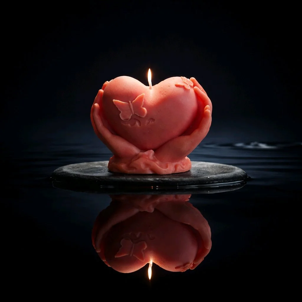 Hands Holding Heart Scented Candle