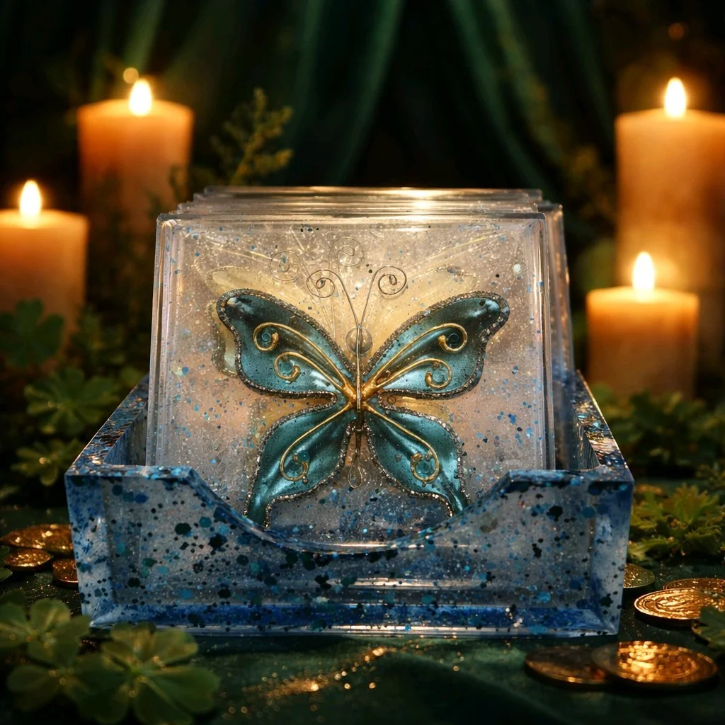 Elegant Butterfly Coaster Set