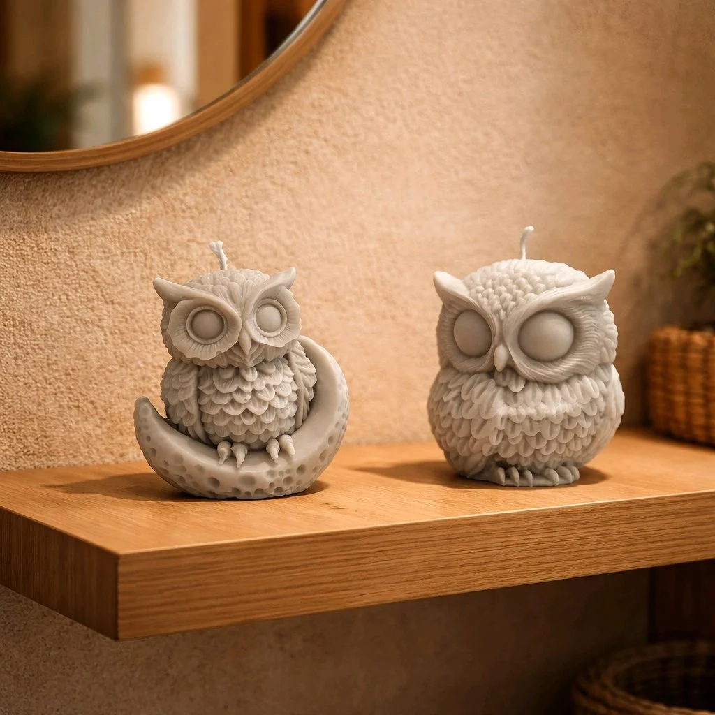 Blissful Owl Candle Set