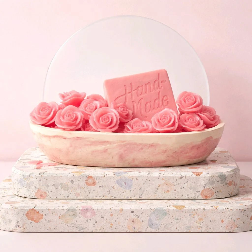 Ceramic Bowl with Handcrafted Shea Butter Roses