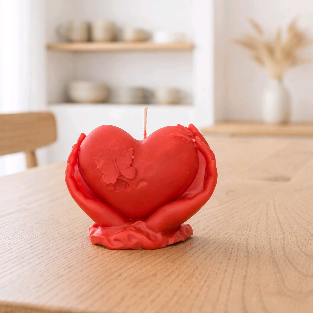 Love Spell Scented Hands Holding Heart Candle