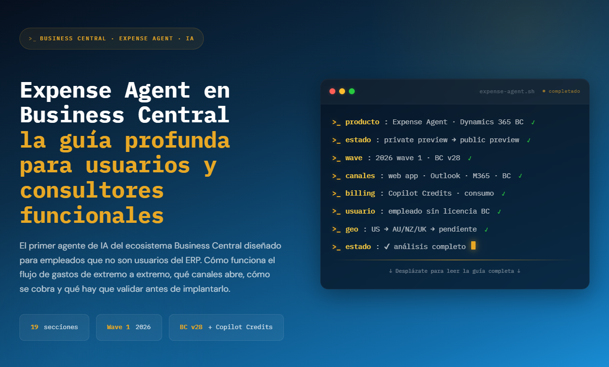 Expense Agent en Business Central: la guía para usuarios y consultores funcionales