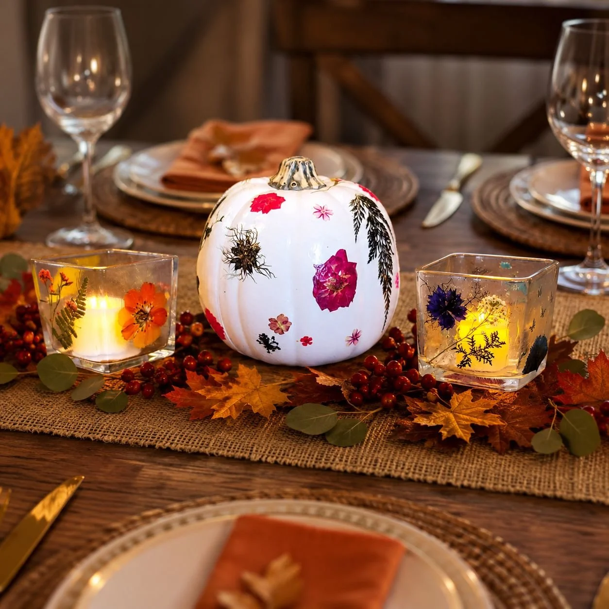 October 5th - Pressed Flower Pumpkin