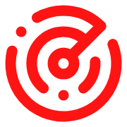 Red and black abstract spiral maze logo