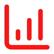 Red bar chart with four vertical bars on a black background